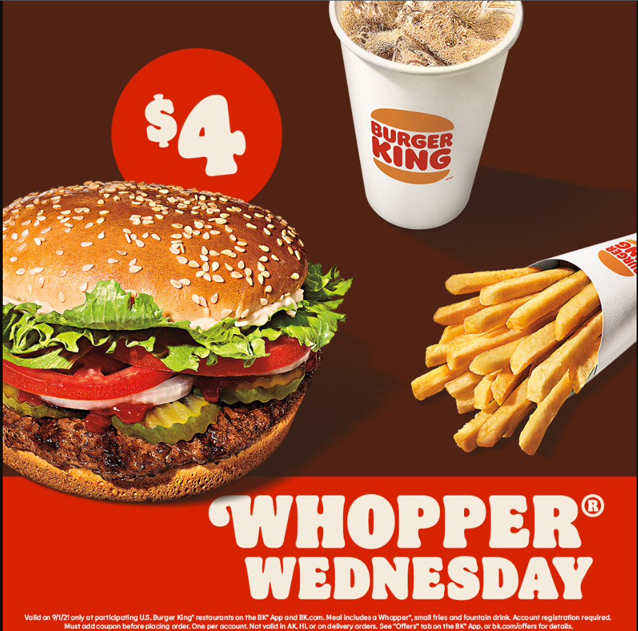 Burger King A La Carte Menu USA