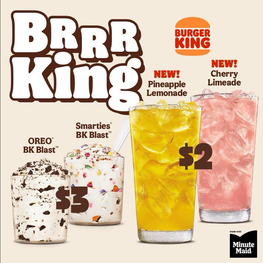 Burger King Beverages Menu USA