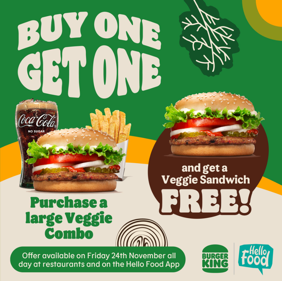 Burger King Buy One, Get One Free Menu USA