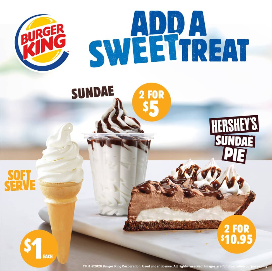 Burger King Desserts Menu USA