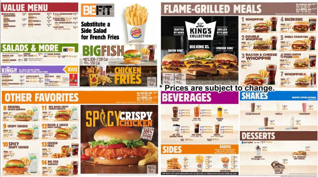 Burger King Menu With Prices USA