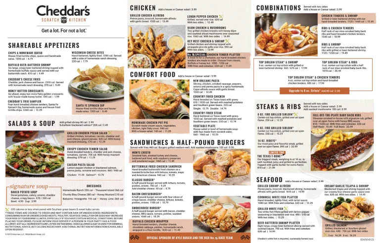 Cheddars Menu USA