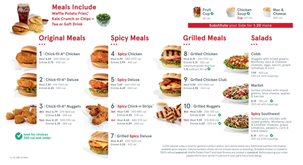 Chick-fil-A Meals Menu USA