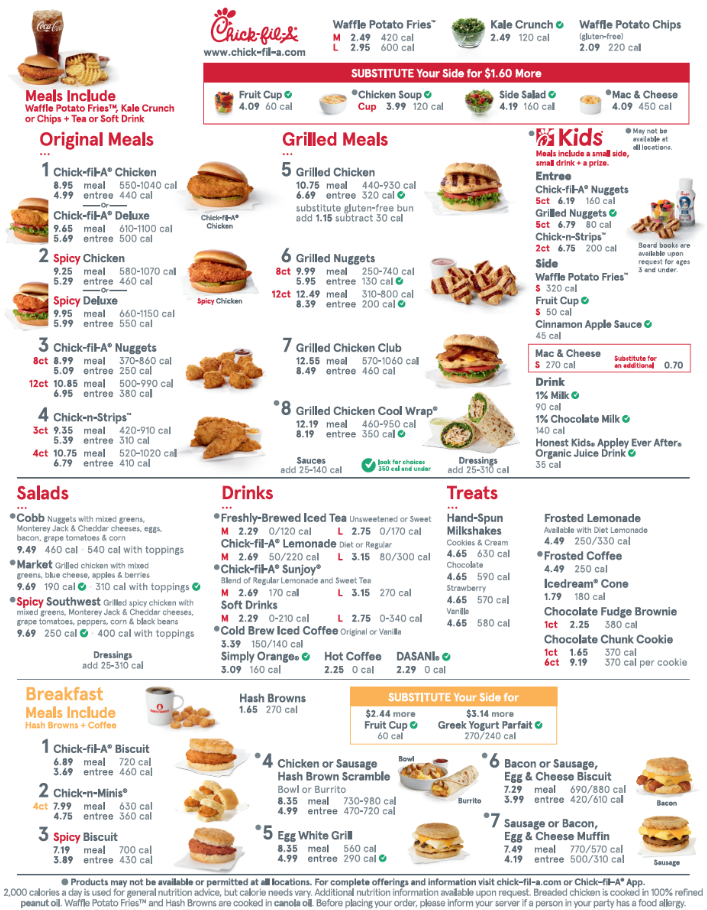 Chick-fil-A Menu USA