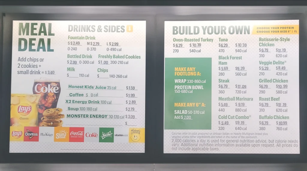 Deals At Subway Menu USA