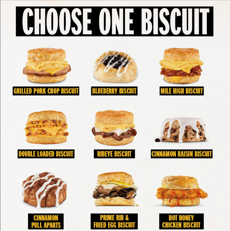 Hardees Biscuits & Other Favorites Menu USA