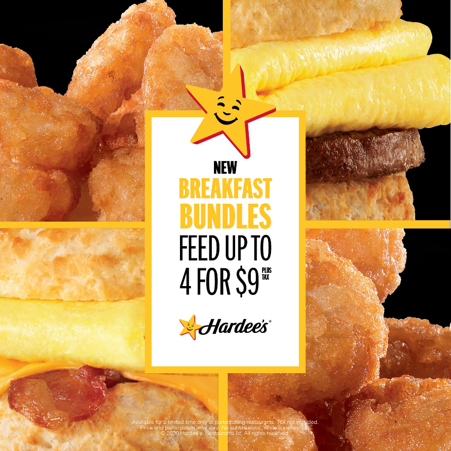 Hardee's Breakfast Deals Menu USA