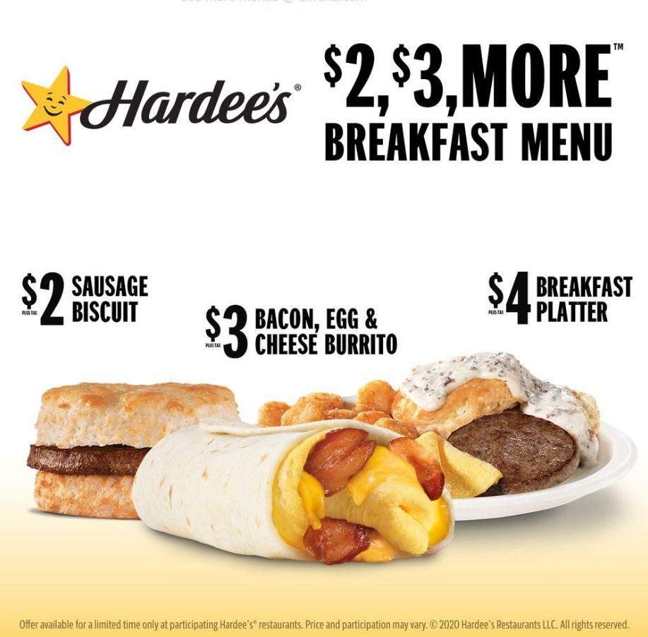 Hardees Platters Menu USA