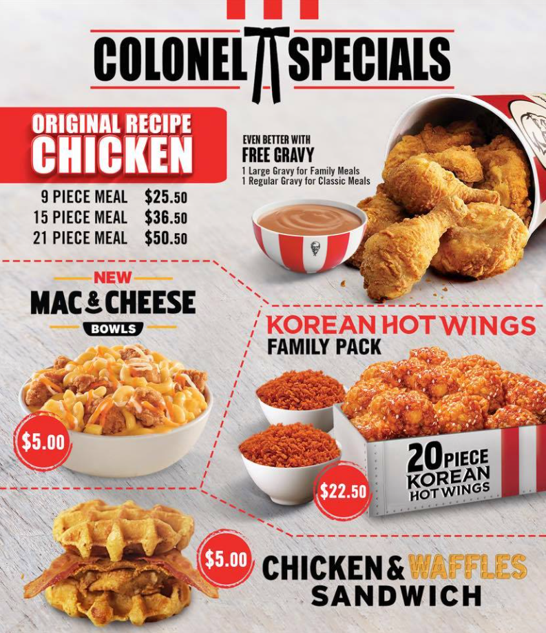 Hot Selling Items At KFC Menu USA