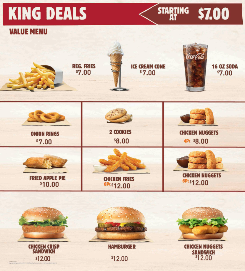 Items At Burger King Menu Prices USA