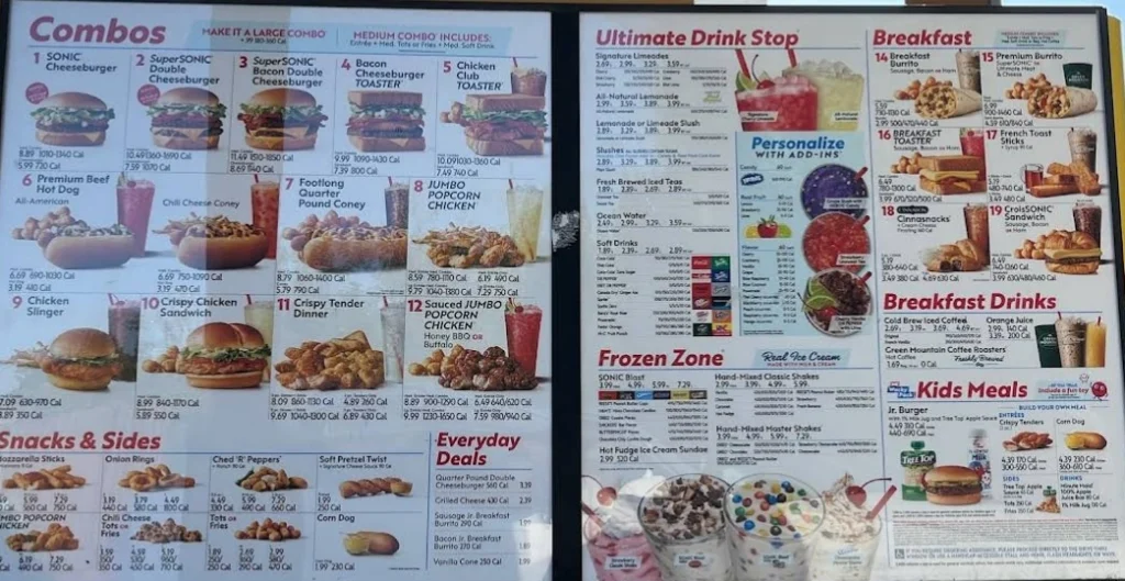 Items At Sonic Menu With Prices USA