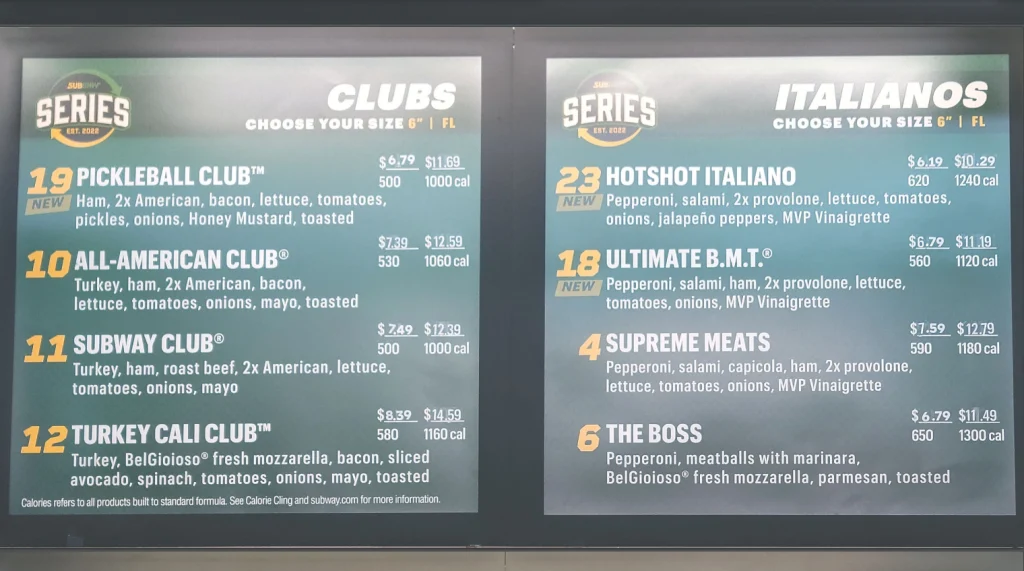 Items At Subway Menu Prices USA