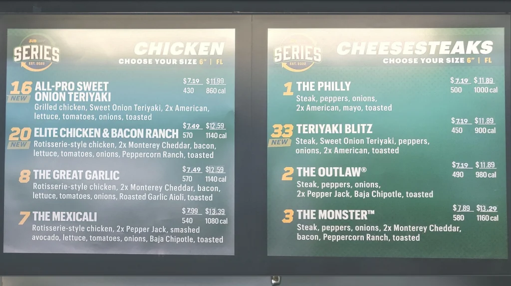 Items At Subway Menu With Prices USA