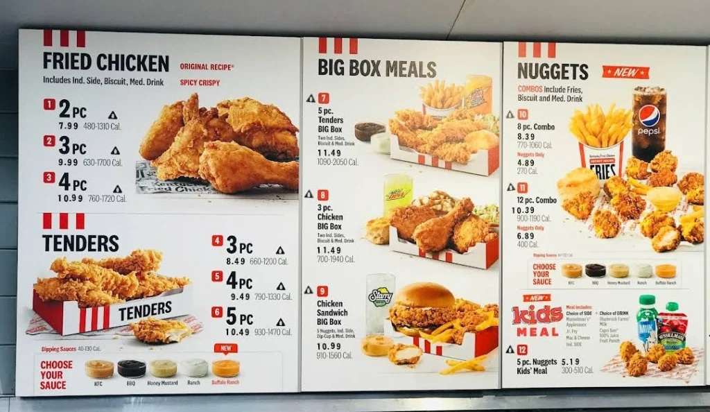 KFC Menu With Prices USA