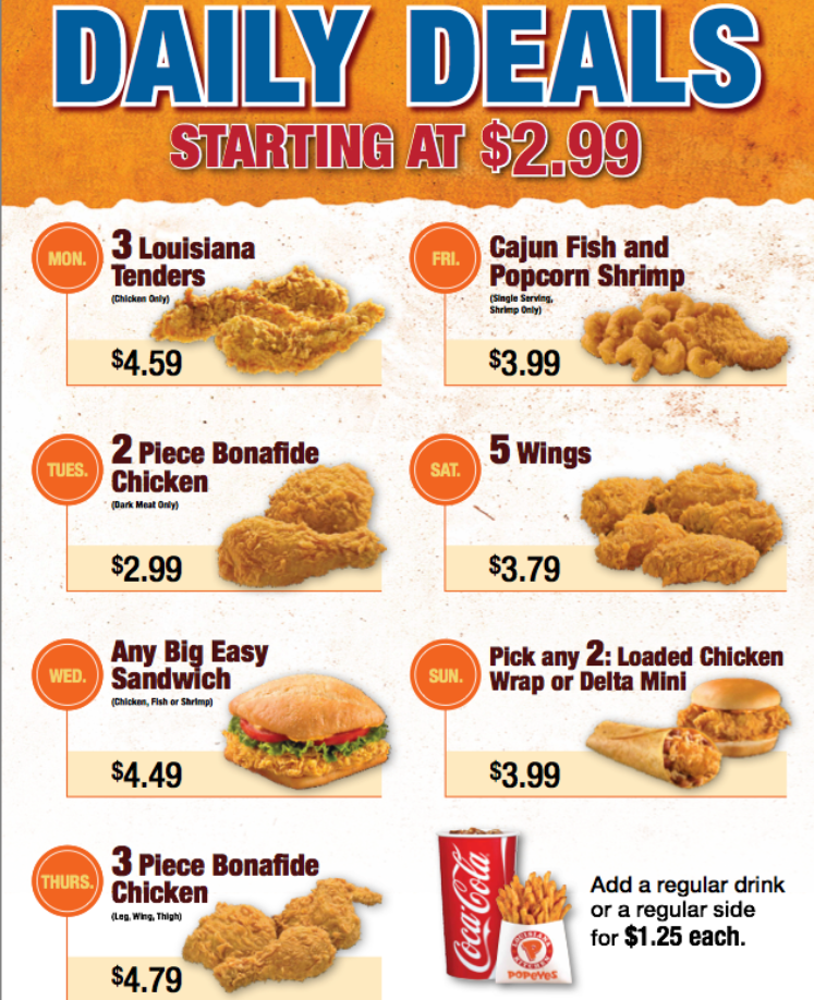 Latest Deals At Popeyes Menu USA