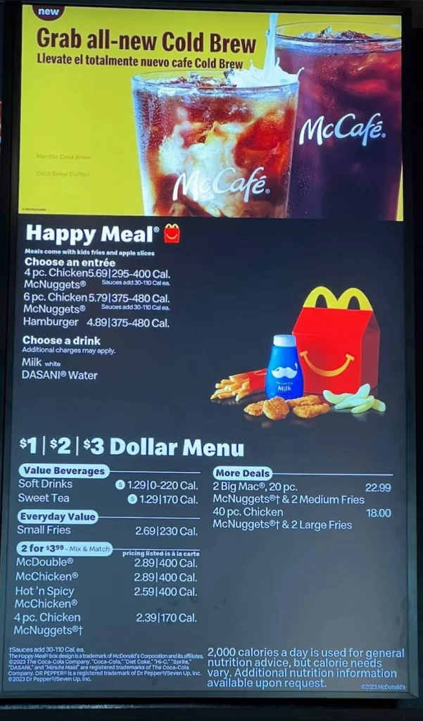 McDonald's $1 $2 $3 Dollar Menu