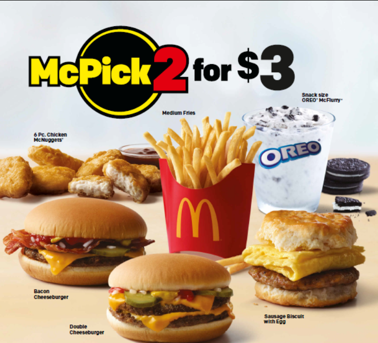 McDonald's 2 for $3 Mix & Match Menu Deal USA