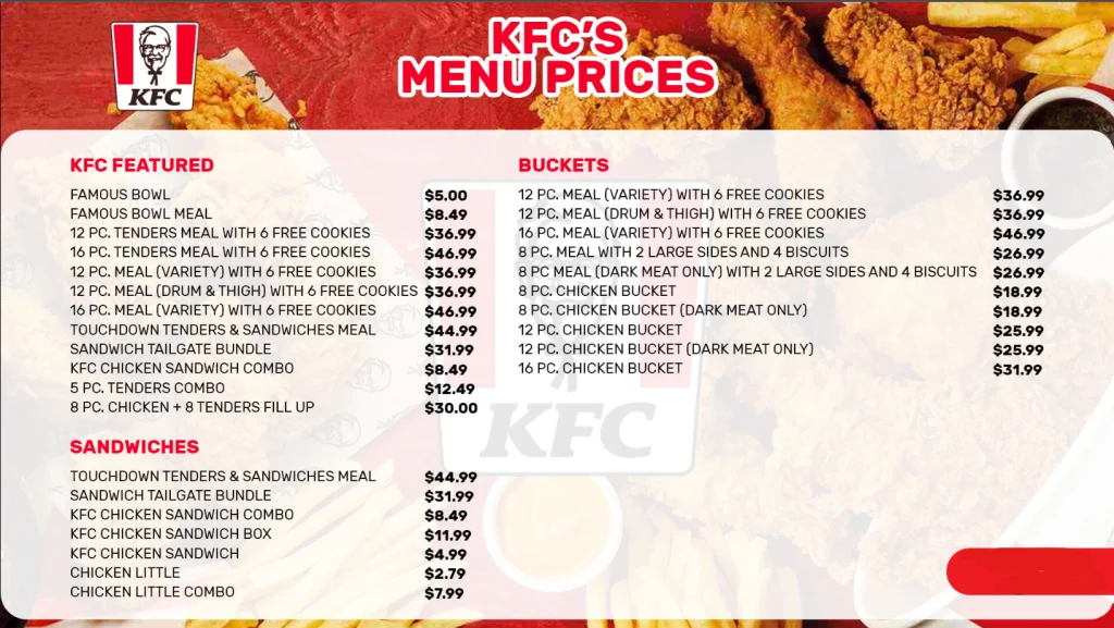 Order KFC Menu USA