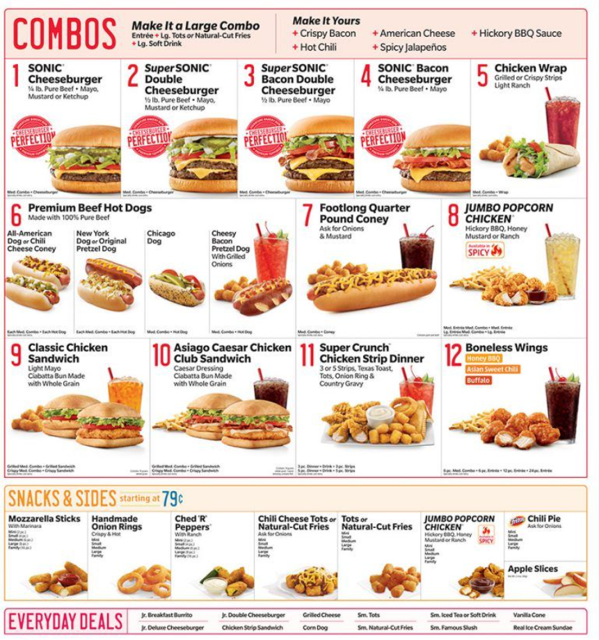 Order Sonic Menu USA