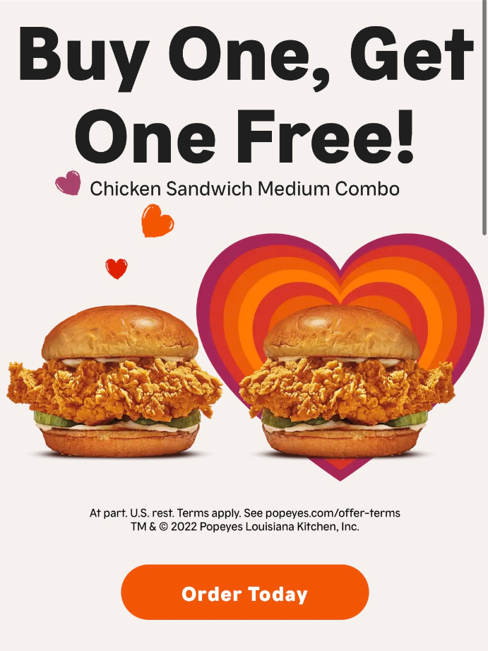 Popeyes Buy One Get One Free Deal USA