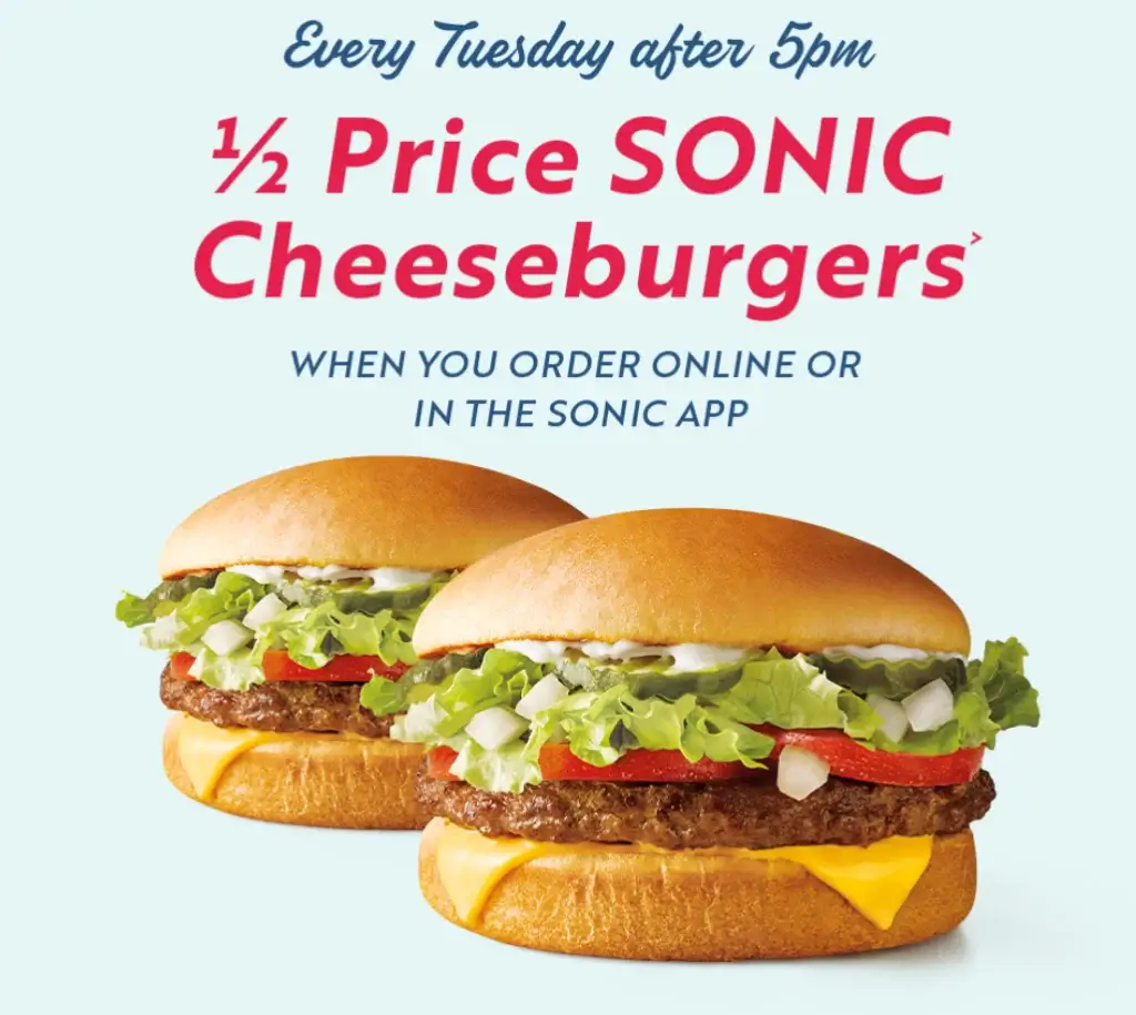 Sonic Burgers Menu USA