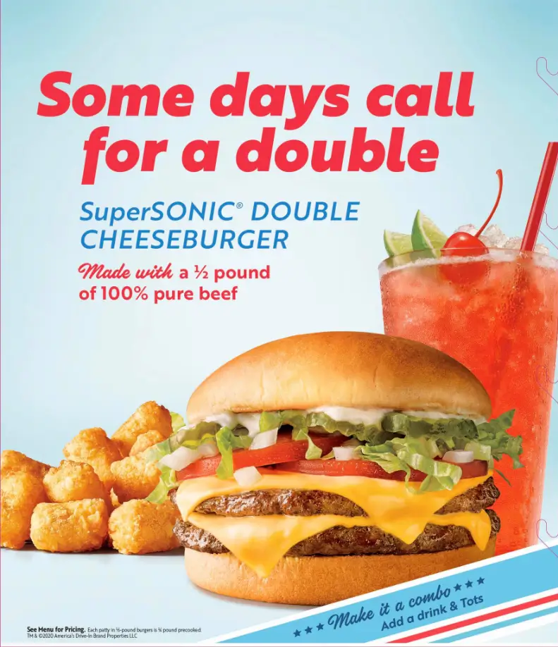 Sonic Combo Meal Discounts Menu Deal USA