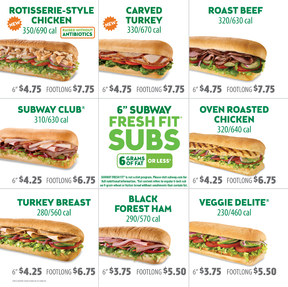 Subway Meal Deals Menu USA