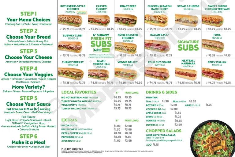 Subway Menu USA