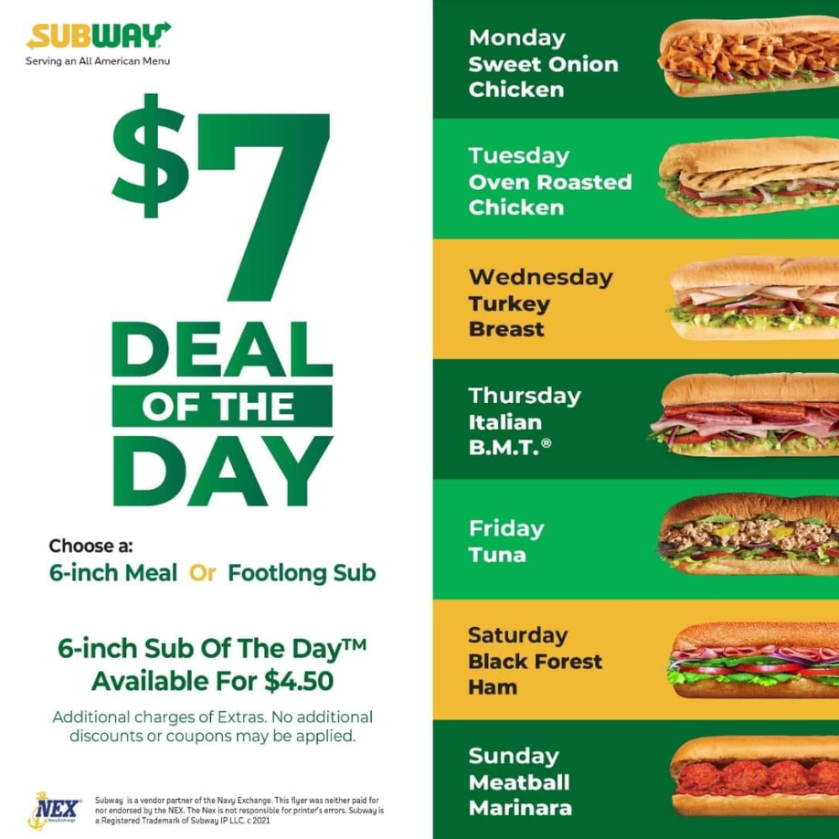 Subway Sub of the Day Deal USA