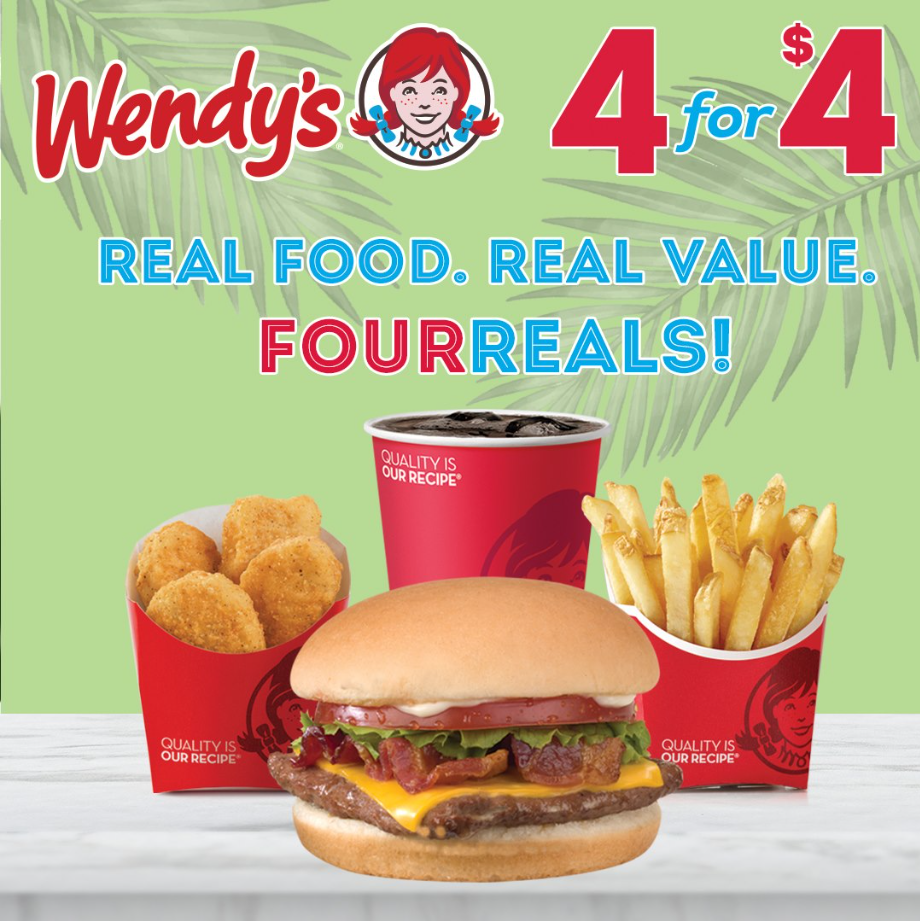 Wendy’s 4 for $4 Meal Deal Menu USA