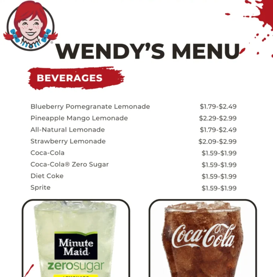 Wendy’s Beverages Menu USA