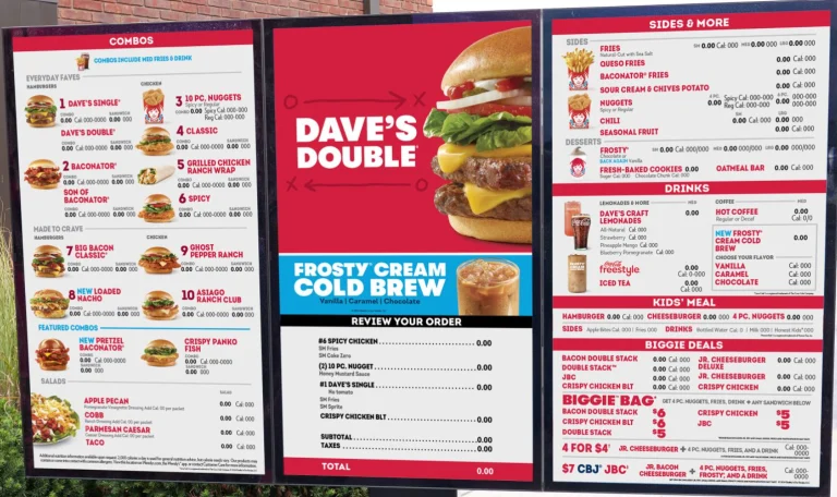 Wendy's Menu USA