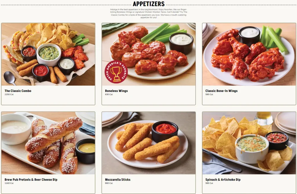 Applebee's Appetizers Menu USA