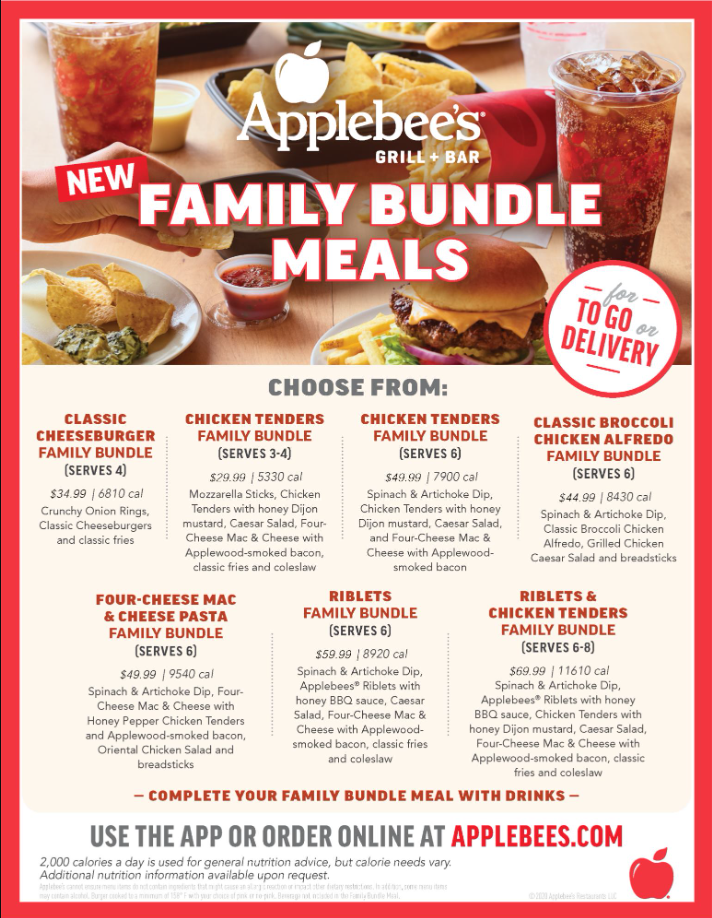 Applebee's Family Bundle Deals Menu Deal USA