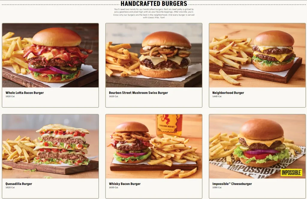 Applebee's Handcrafted Burgers Menu USA