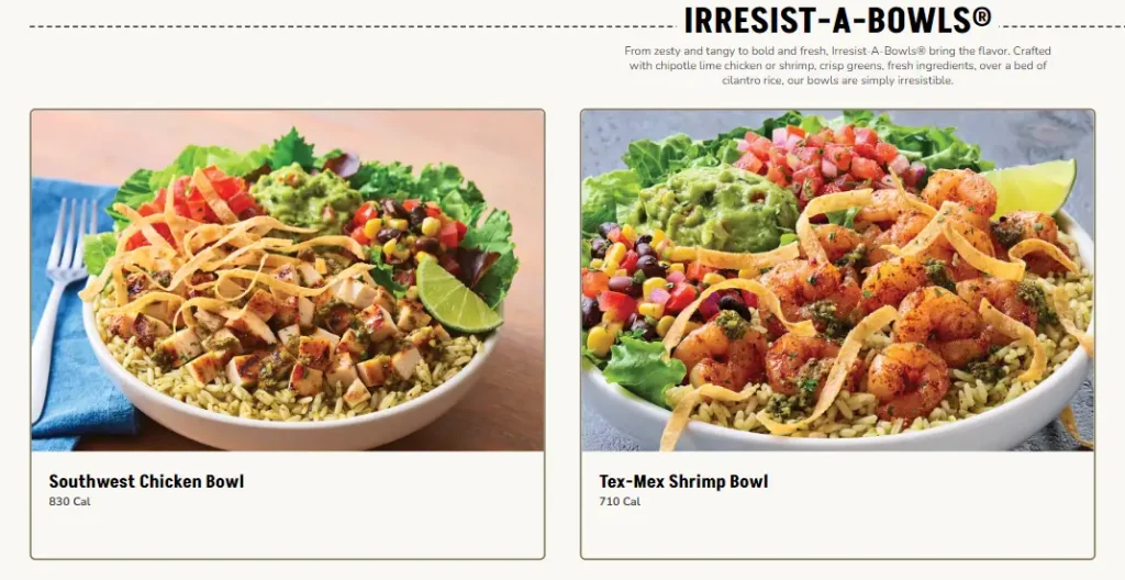 Applebee's IRRESIST-A-Bowls® Menu USA