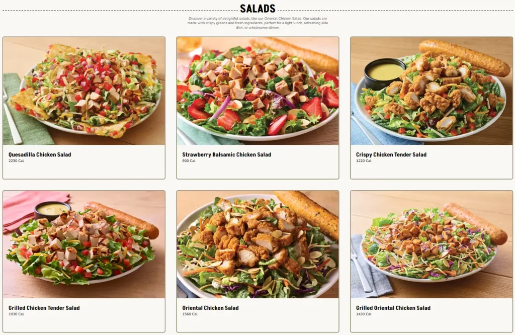 Applebee's Salads Menu USA