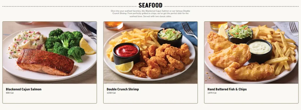 Applebee's Seafood Menu USA