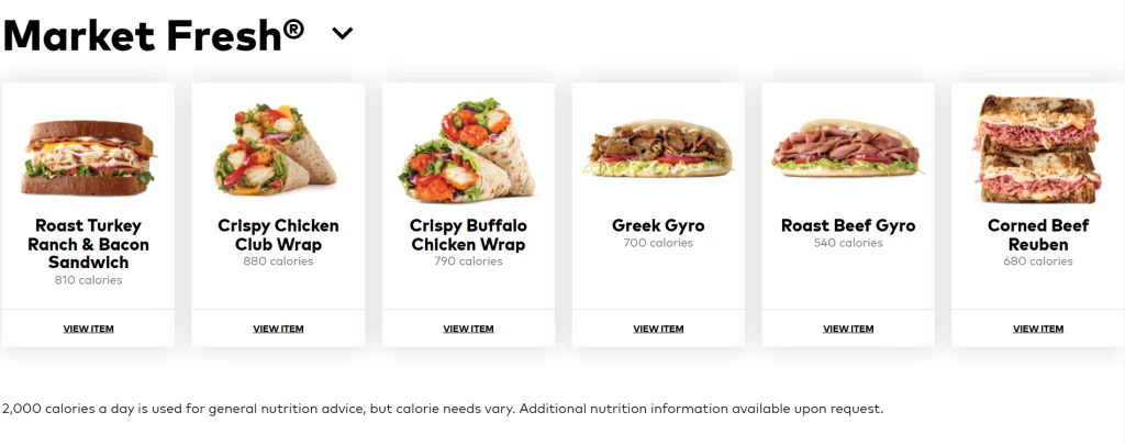 Arby’s Market Fresh® Sandwiches & Wraps Menu USA