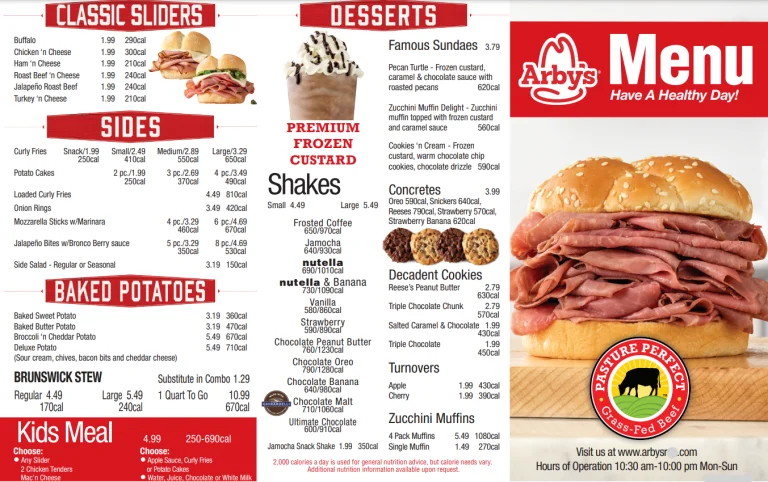 Arby’s Menu USA