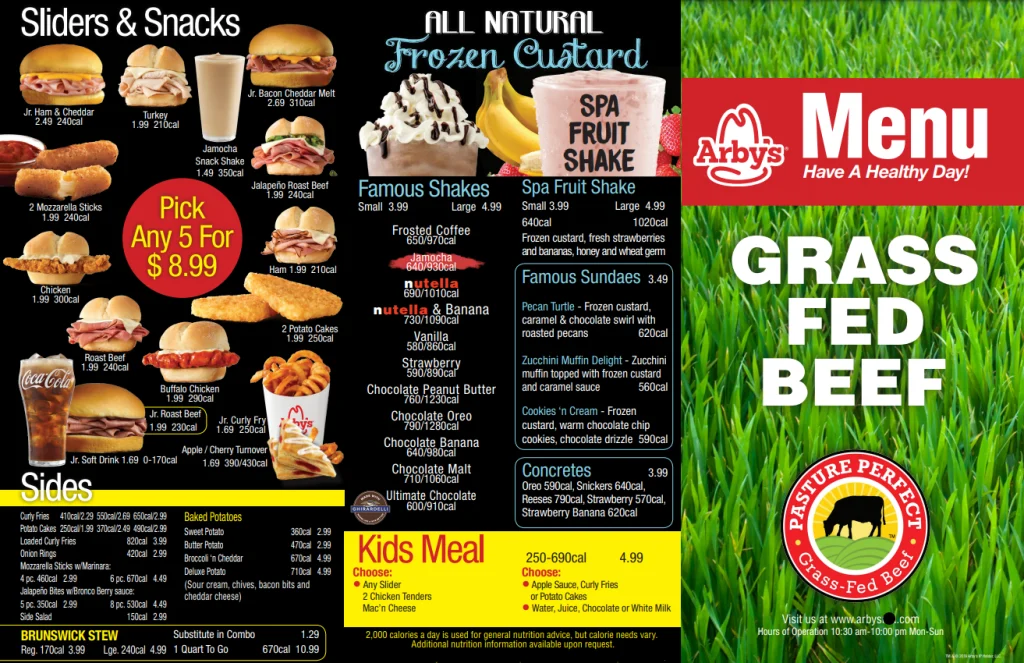 Arby’s Menu Items Prices USA