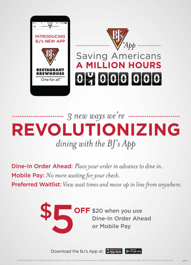 BJ’s Restaurant Rewards Program Menu Deal USA