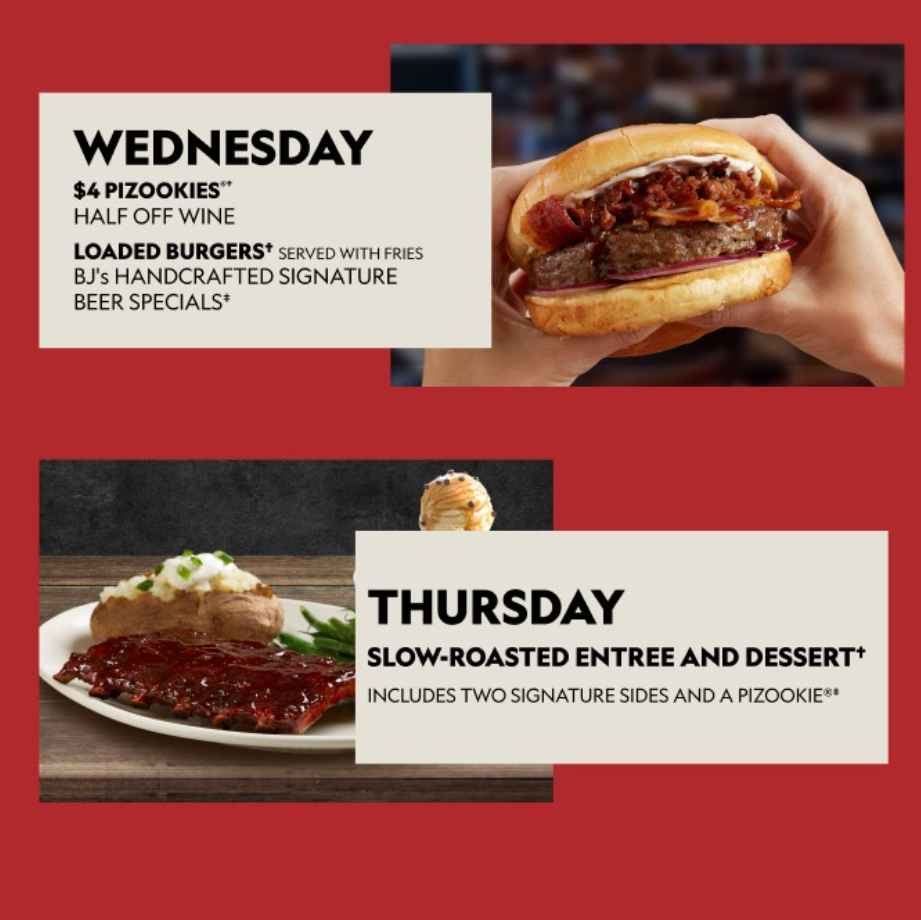 BJ’s Restaurant Seasonal Promotions Menu Deal USA