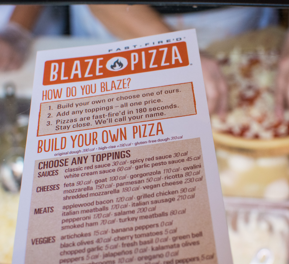 Blaze Pizza Build Your Own Pizza Deals Menu USA