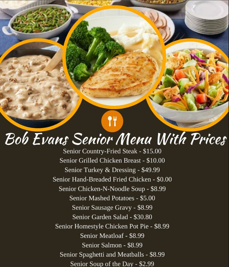 Bob Evans Discounts for Seniors Menu Deal USA