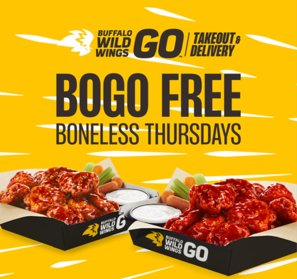 Buffalo Wild Wings Boneless Thursdays Menu Deal USA