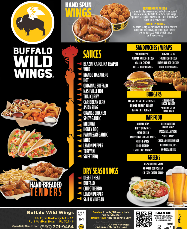 Buffalo Wild Wings Menu With Prices USA