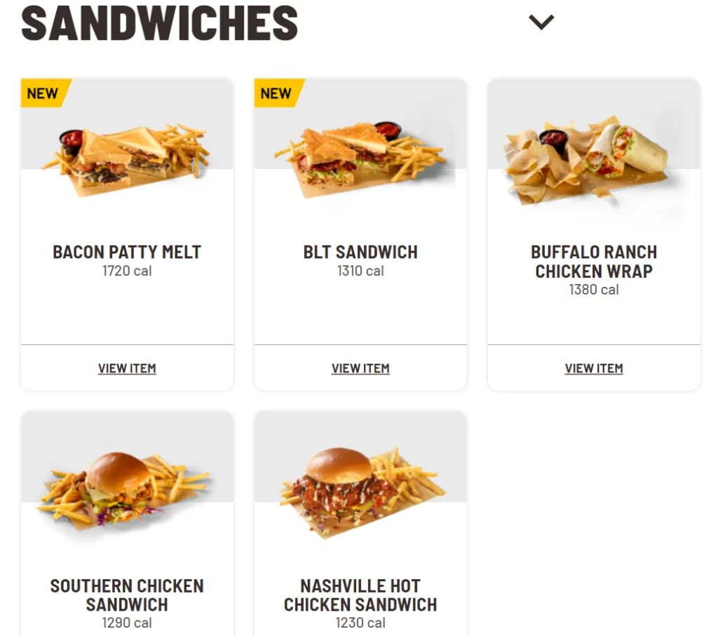 Buffalo Wild Wings Sandwiches Menu USA