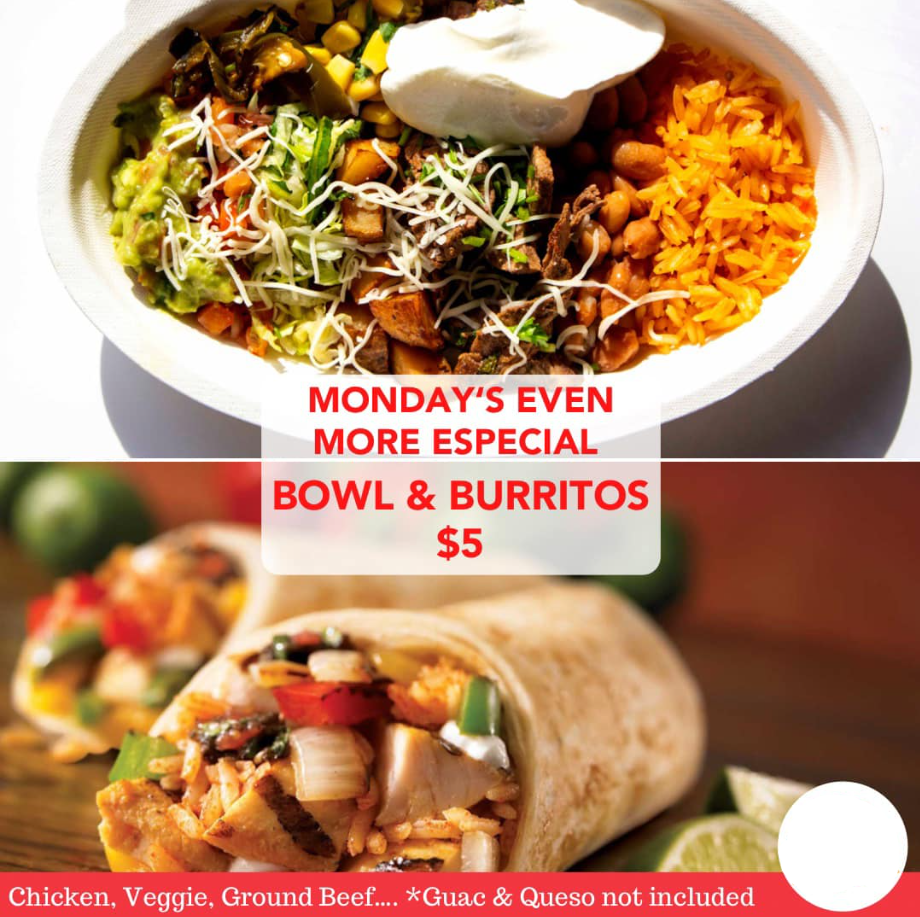 Cafe Rio Bowl and Burrito Combos Menu Deal USA