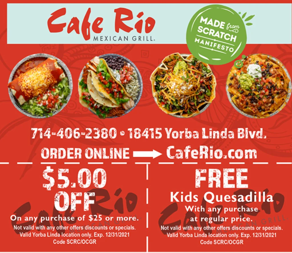 Cafe Rio Catering Discounts Menu Deal USA